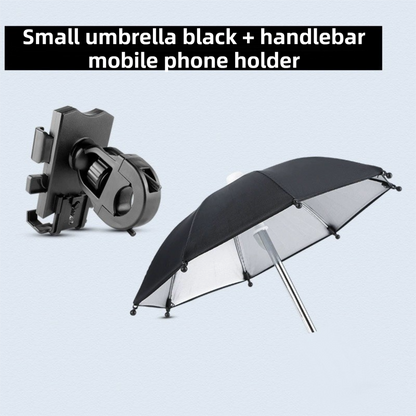 2-Pack Shock-Absorbing and Non-Slip Handlebar Phone Holder with Detachable Mini Umbrella - Waterproof & Windproof and Sunshade, 360° rotatable