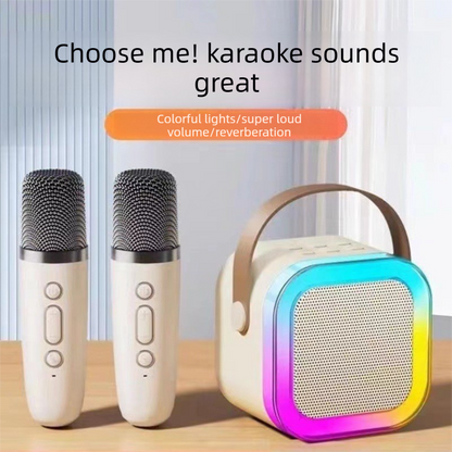 double wheat Portable Mini Karaoke Machine with Wireless Microphone - Bluetooth Speaker for Kids & Adults