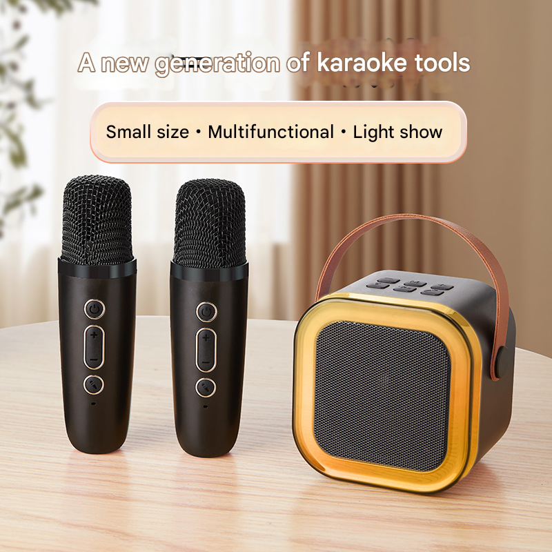 double wheat Portable Mini Karaoke Machine with Wireless Microphone - Bluetooth Speaker for Kids & Adults